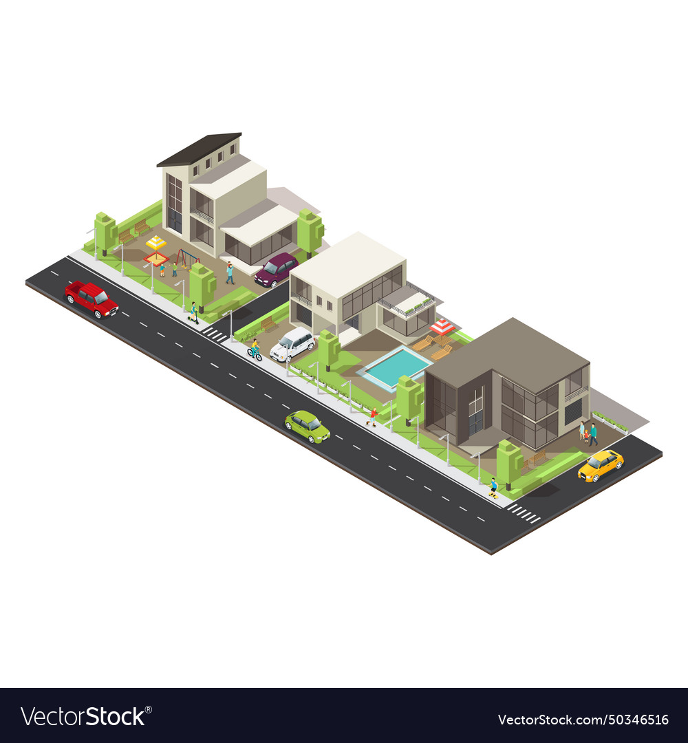 Isometric suburban district concept