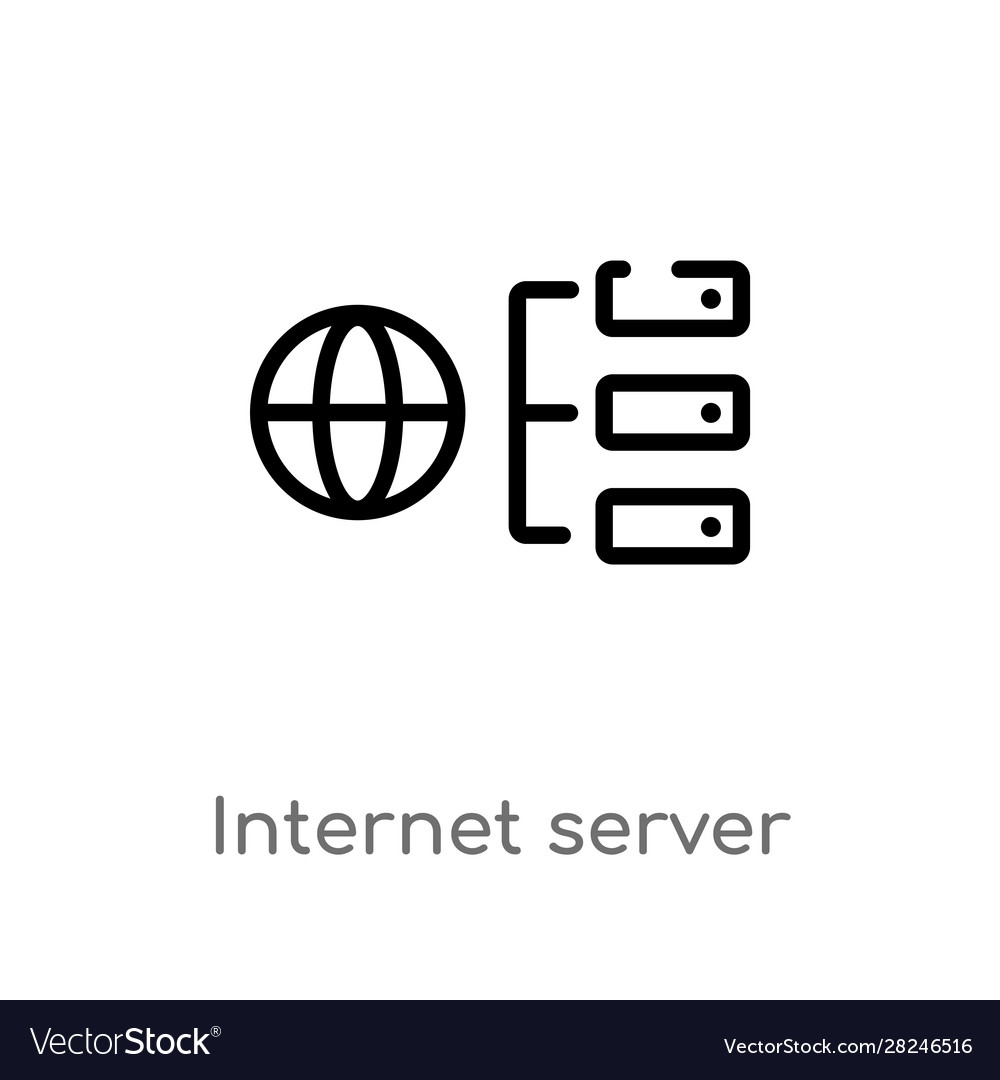 Outline internet server icon isolated black Vector Image