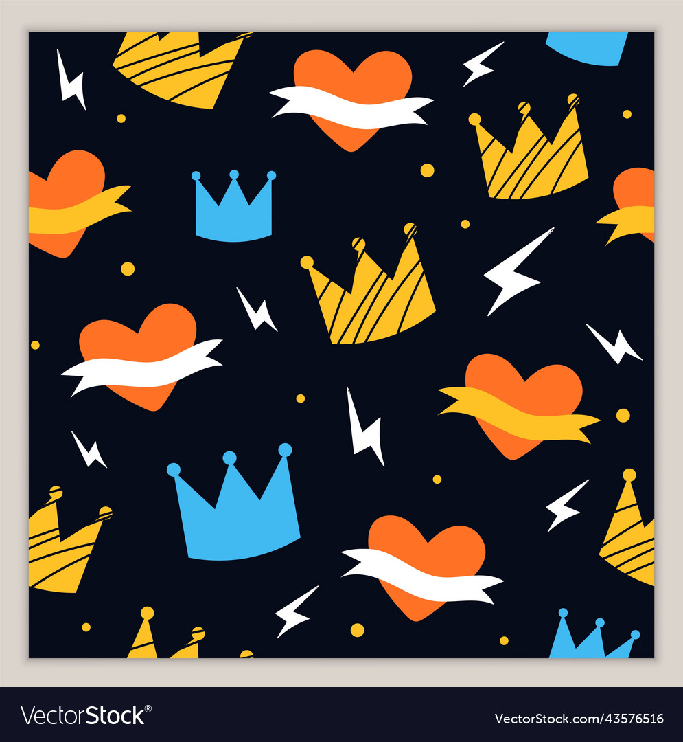 Retro seamless pattern with crown