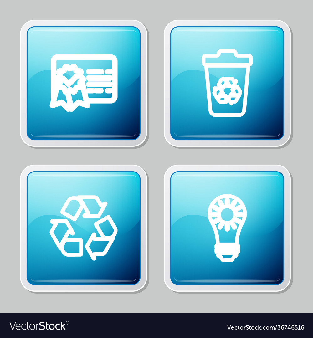 Set line certificate template recycle bin vector image Set line certificate template recycle bin