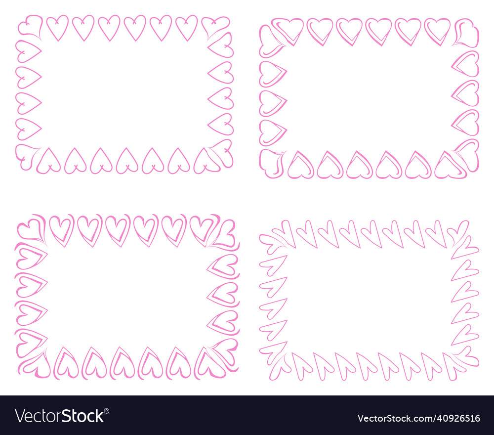 Set of rectangular frames from hearts Vector Image Set of rectangular frames from hearts