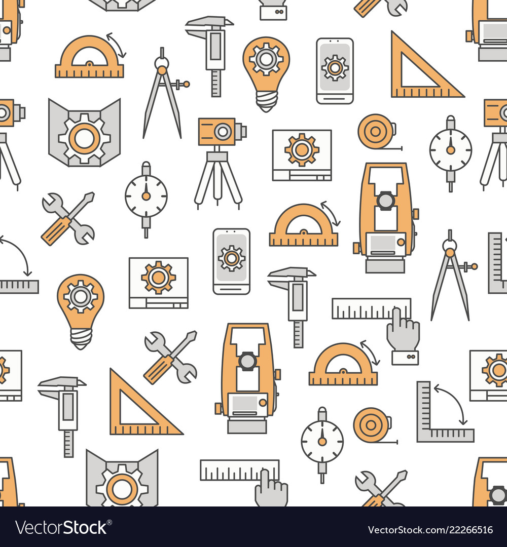 Thin line art engineer seamless pattern Royalty Free Vector