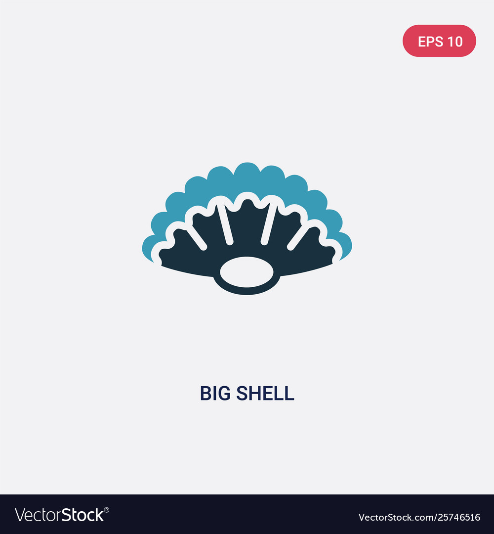 Two color big shell icon from nautical concept