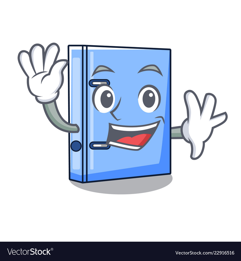 Waving office binder with file character funny