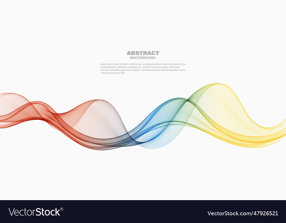 Abstract colorful smooth wave lines on a white