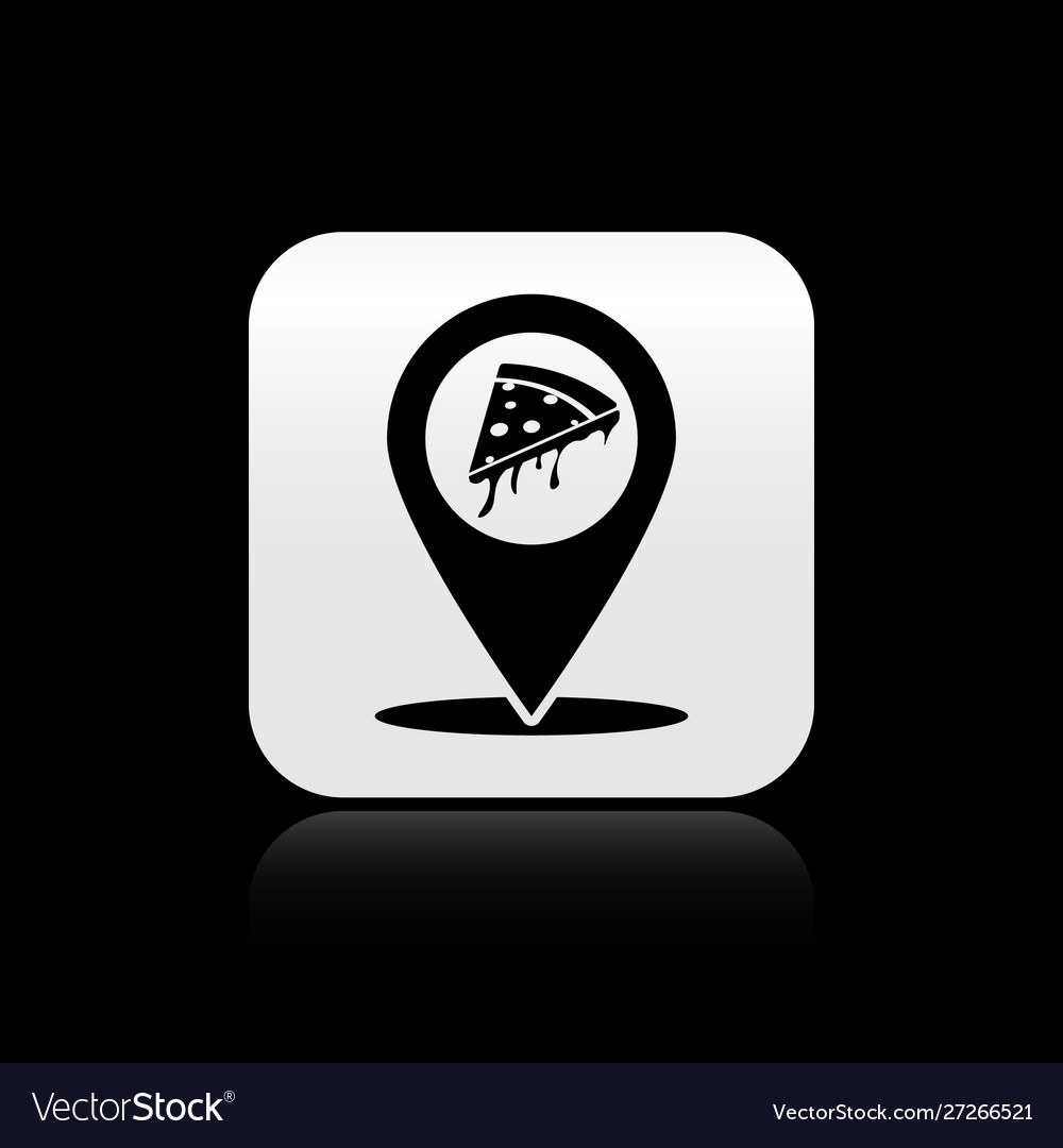 Black map pointer with fast food slice pizza icon Vector Image Black map pointer with fast food slice pizza icon