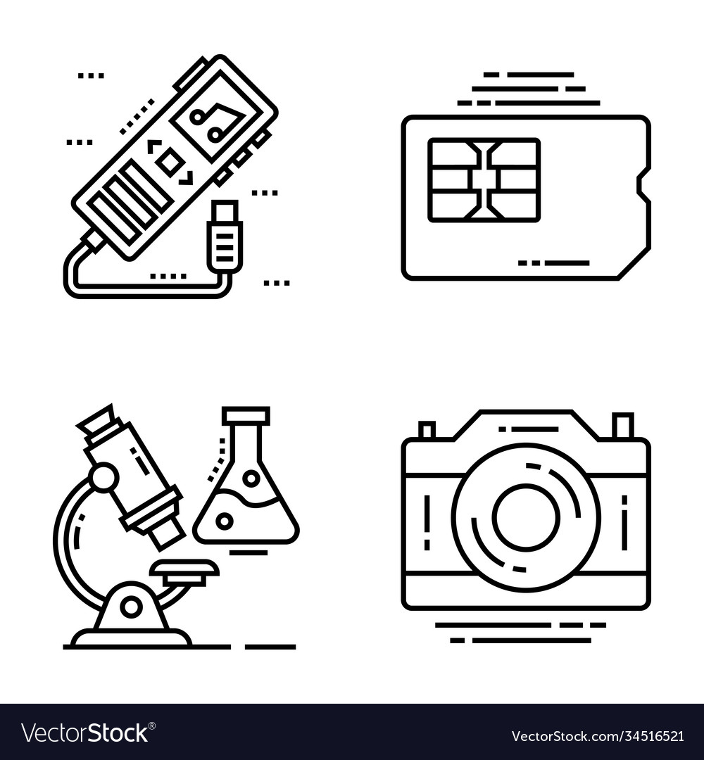 Bundle technology devices line icons