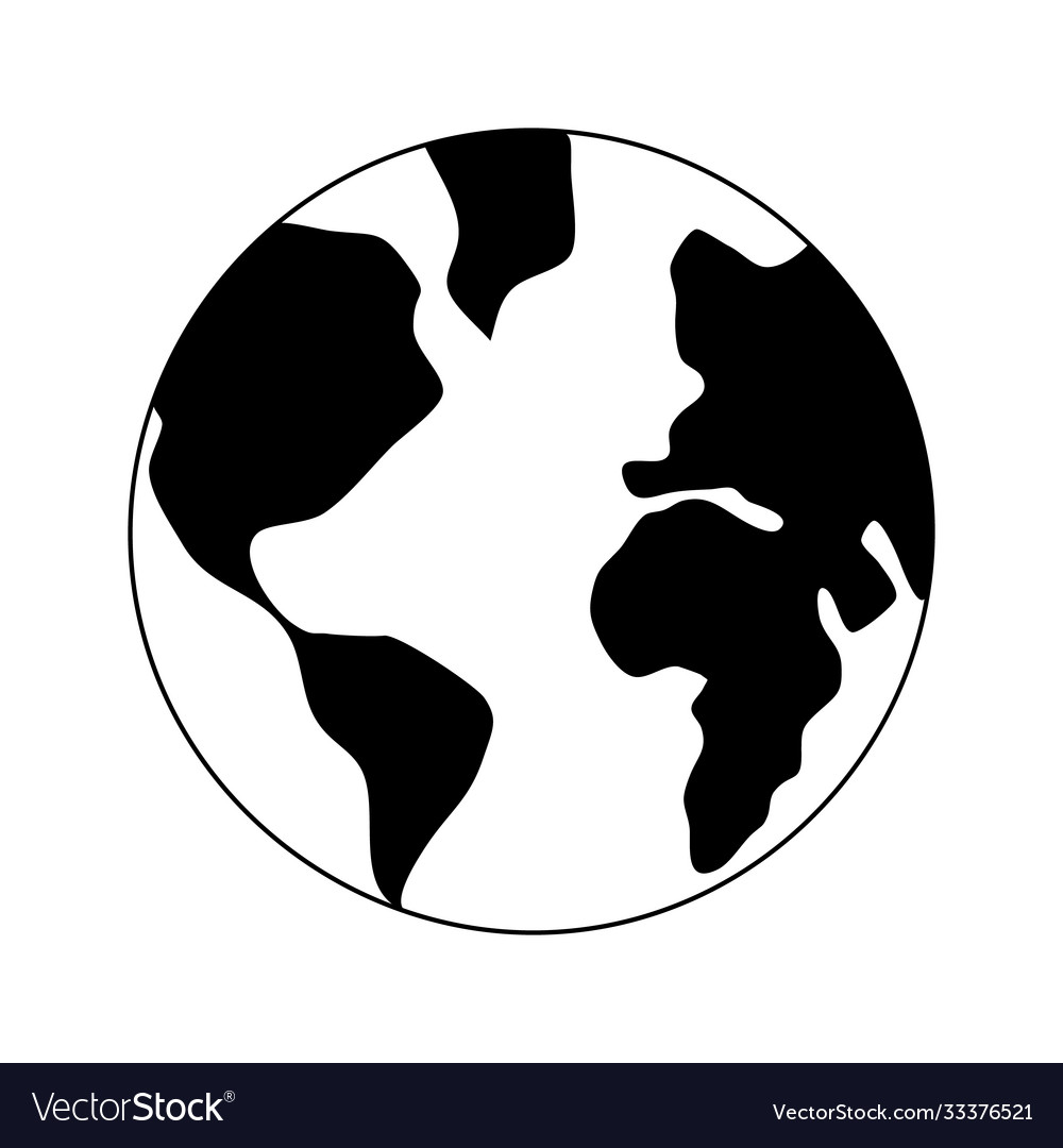 Earth globe drawing world map Royalty Free Vector Image