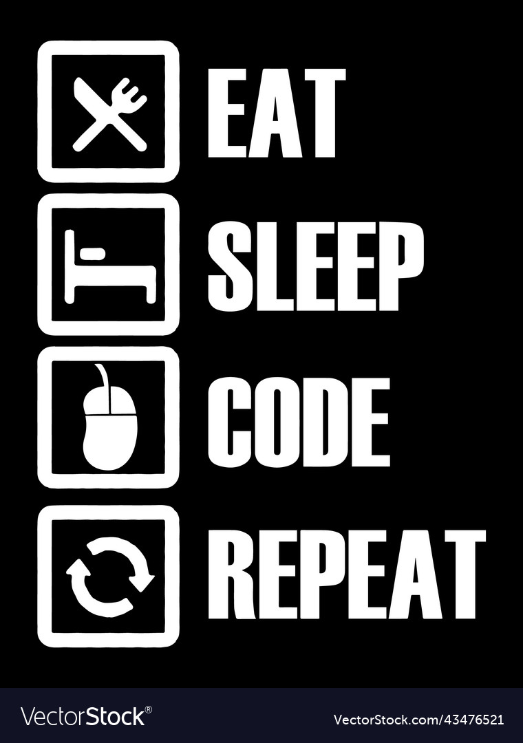 Eat sleep code repeat Royalty Free Vector Image