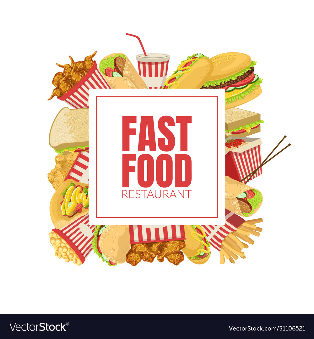 Fast food banner template menu or advertising Vector Image