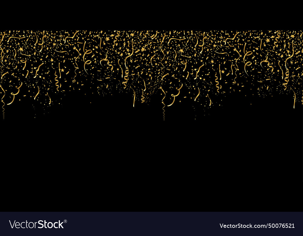 Festive party with gold confetti in black