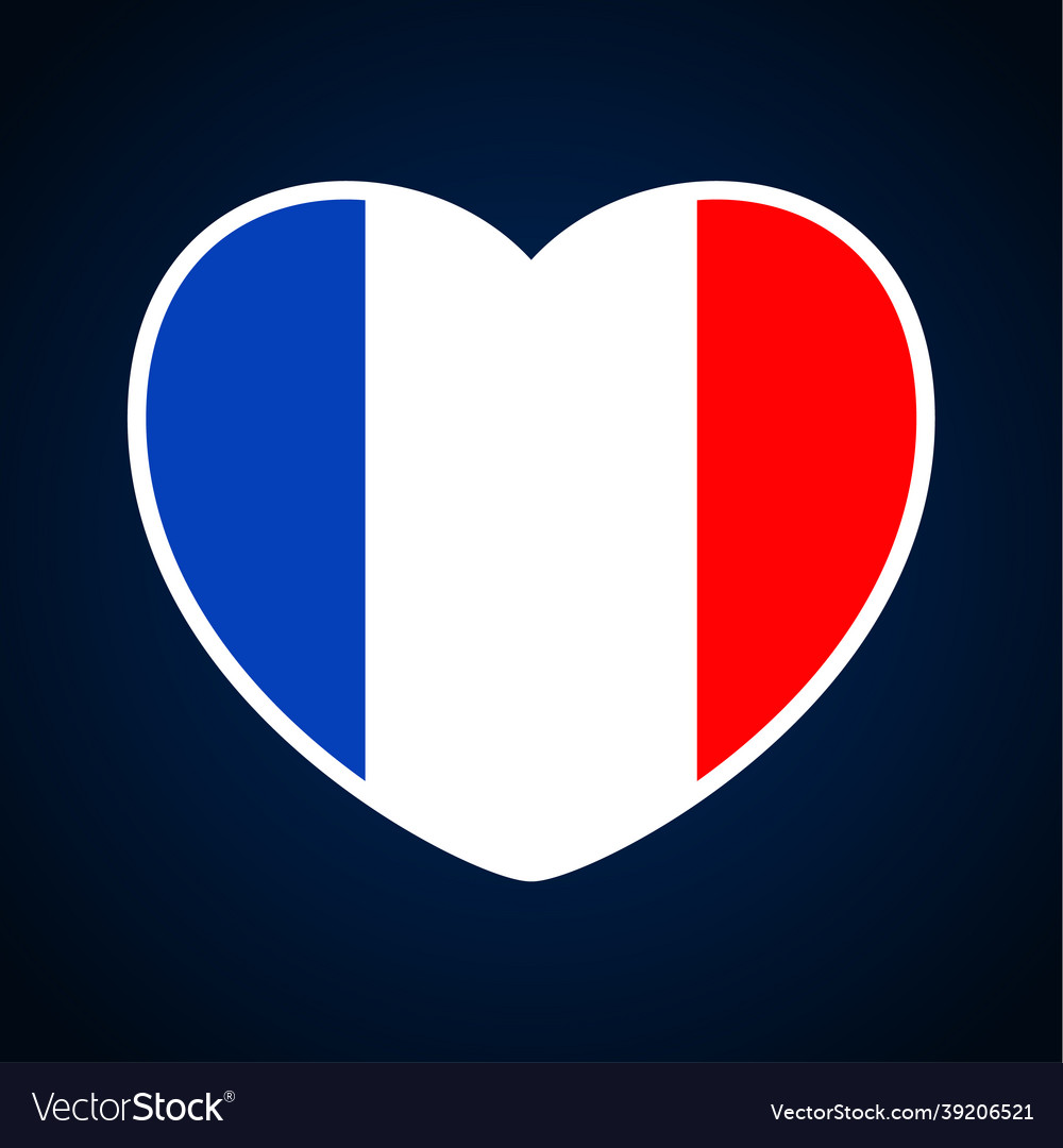 France flag in a shape of heart icon flat