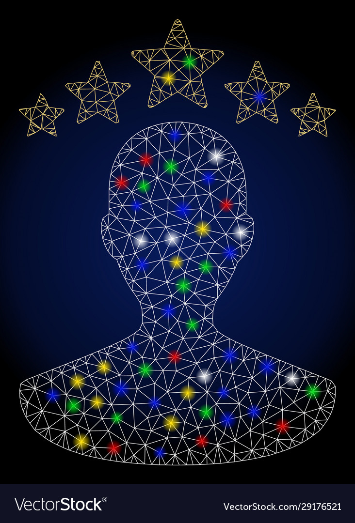 Glowing mesh network user rating with flash spots vector image Glowing mesh network user rating with flash spots
