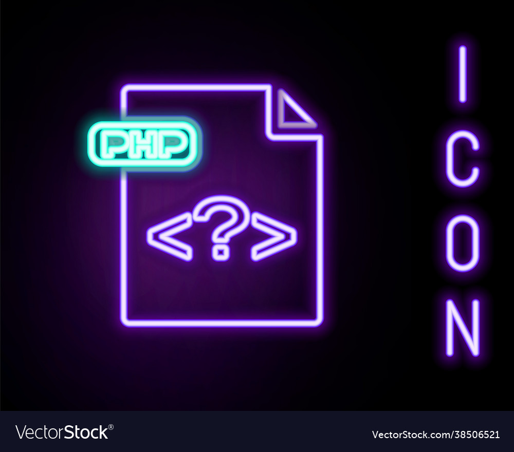 Glowing neon line php file document download vector image Glowing neon line php file document download