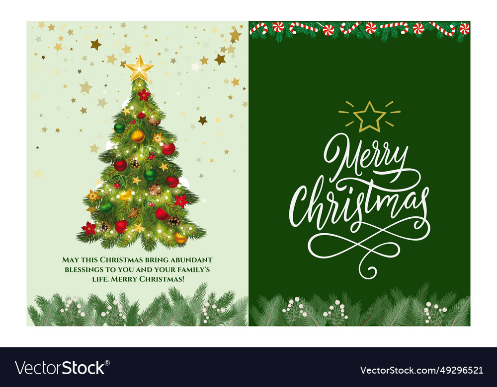 Green merry christmas folded card - 7 Royalty Free Vector