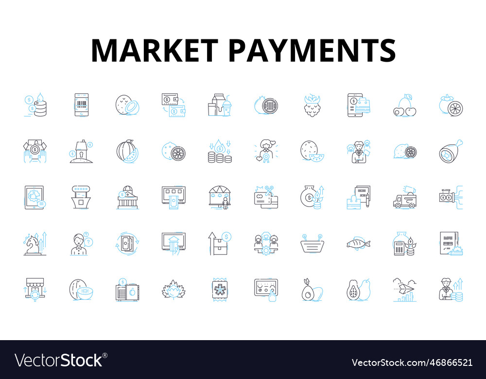 Market payments linear icons set payment vector image Market payments linear icons set payment