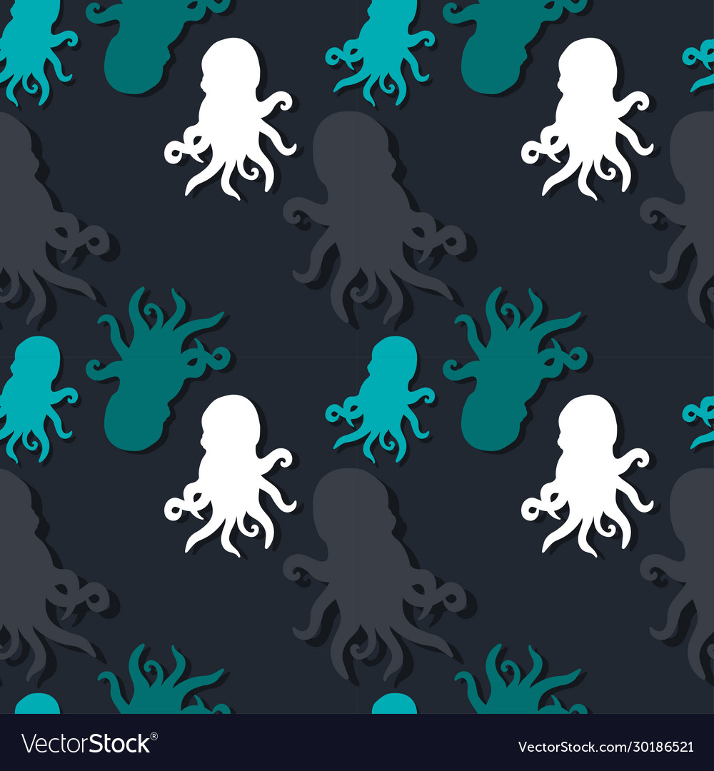 Pattern with octopus silhouettes