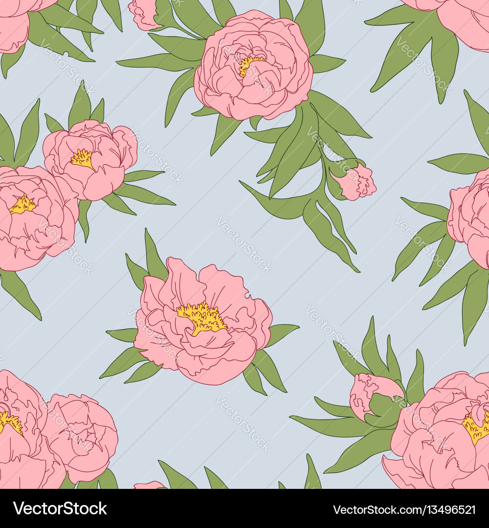 牡丹花和叶子版税免费矢量图像 雷竞技raybet