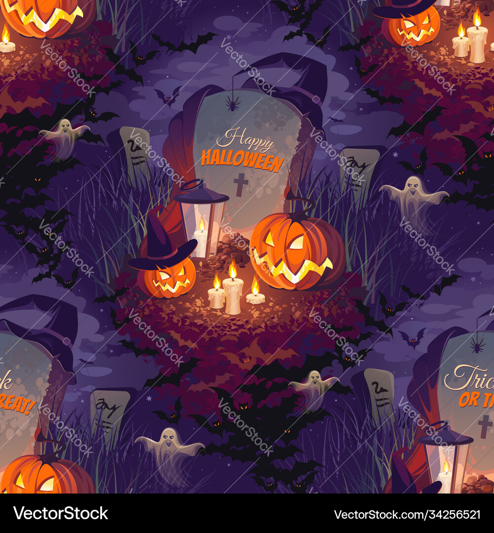 Seamless halloween pattern with pumpkins Vector Image