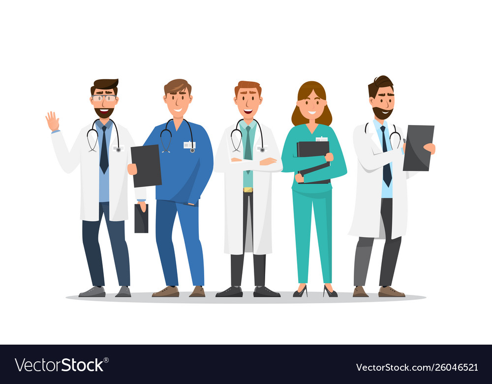 Set doctor and nurse cartoon characters Royalty Free Vector