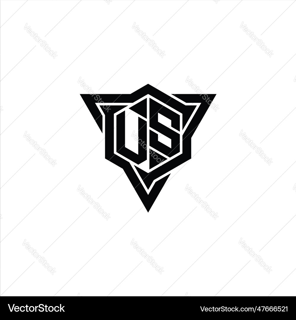 Us logo monogram hexagon shape with triangle – Royalty-Free Vector ...