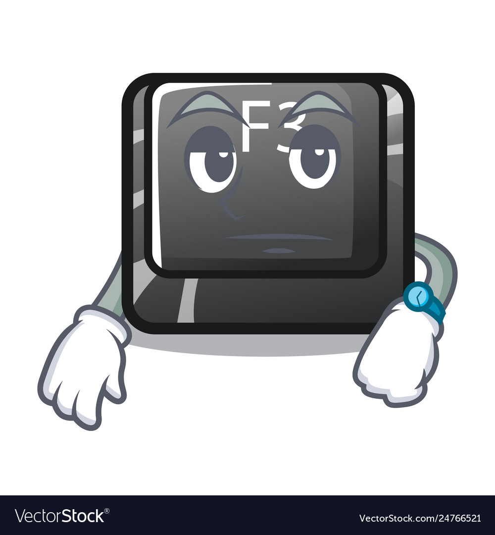 Waiting f3 button installed on cartoon computer