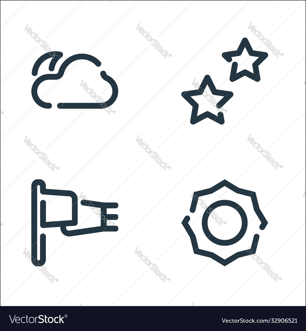 Weather line icons linear set quality