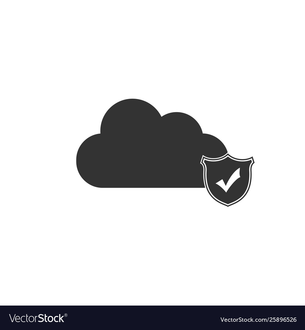 Cloud and shield with check mark icon isolated vector image Cloud and shield with check mark icon isolated