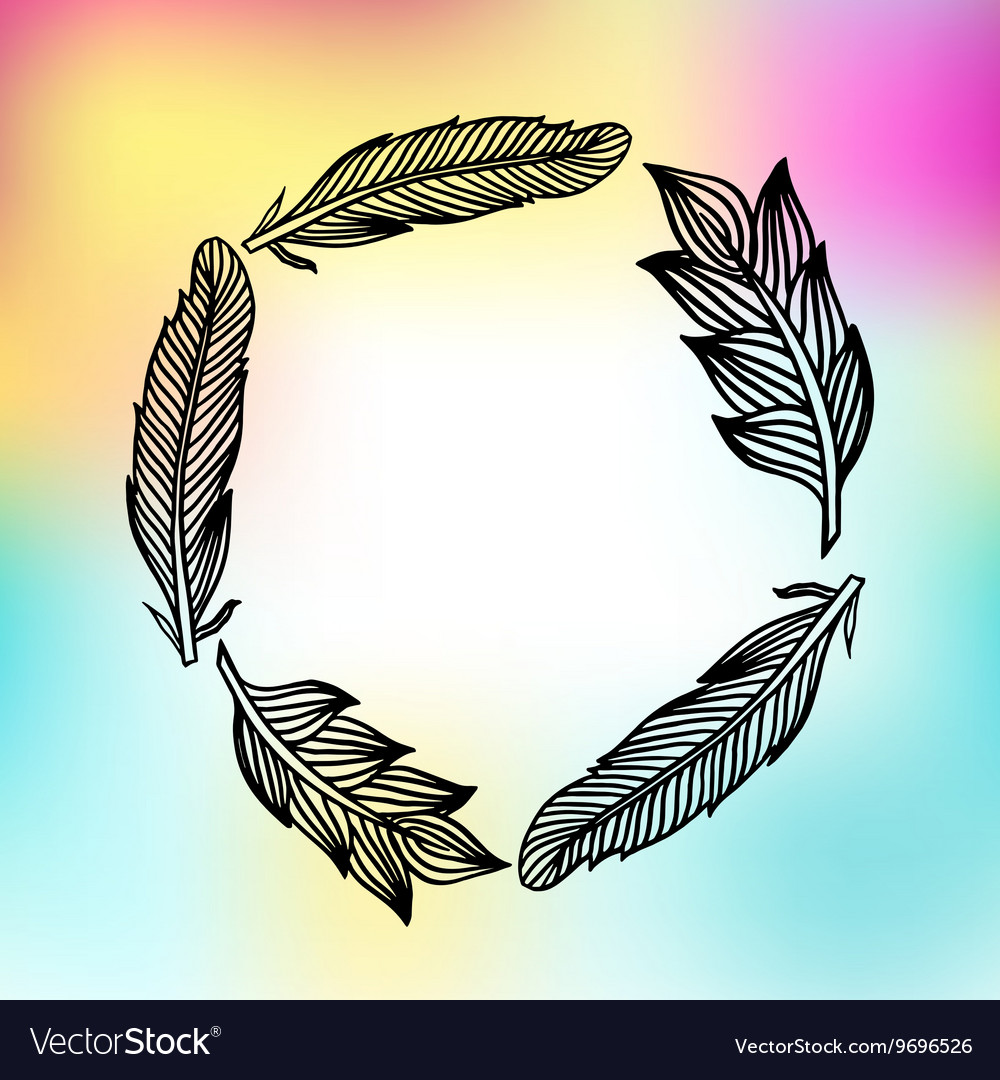 Feathers frame with colorful print