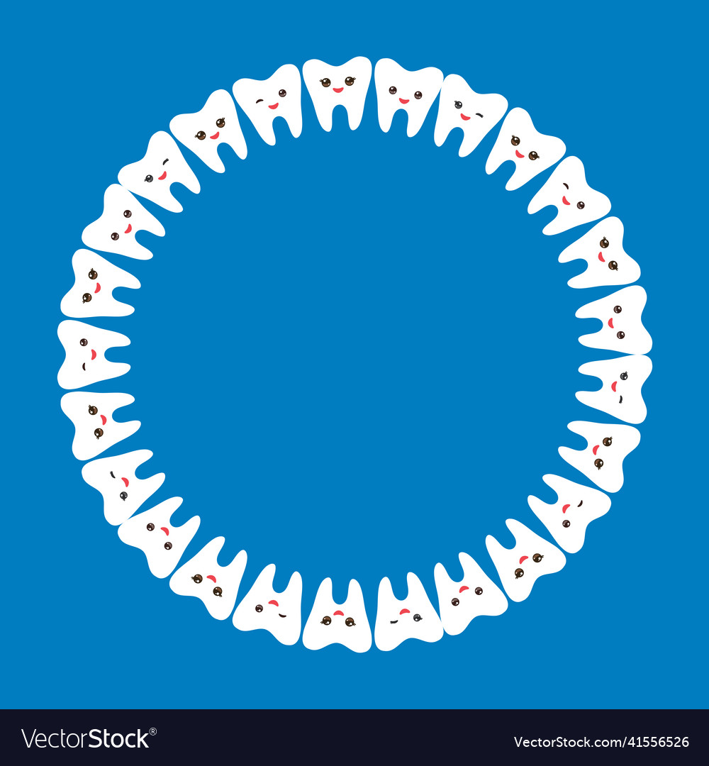 Funny white teeth round frame card design