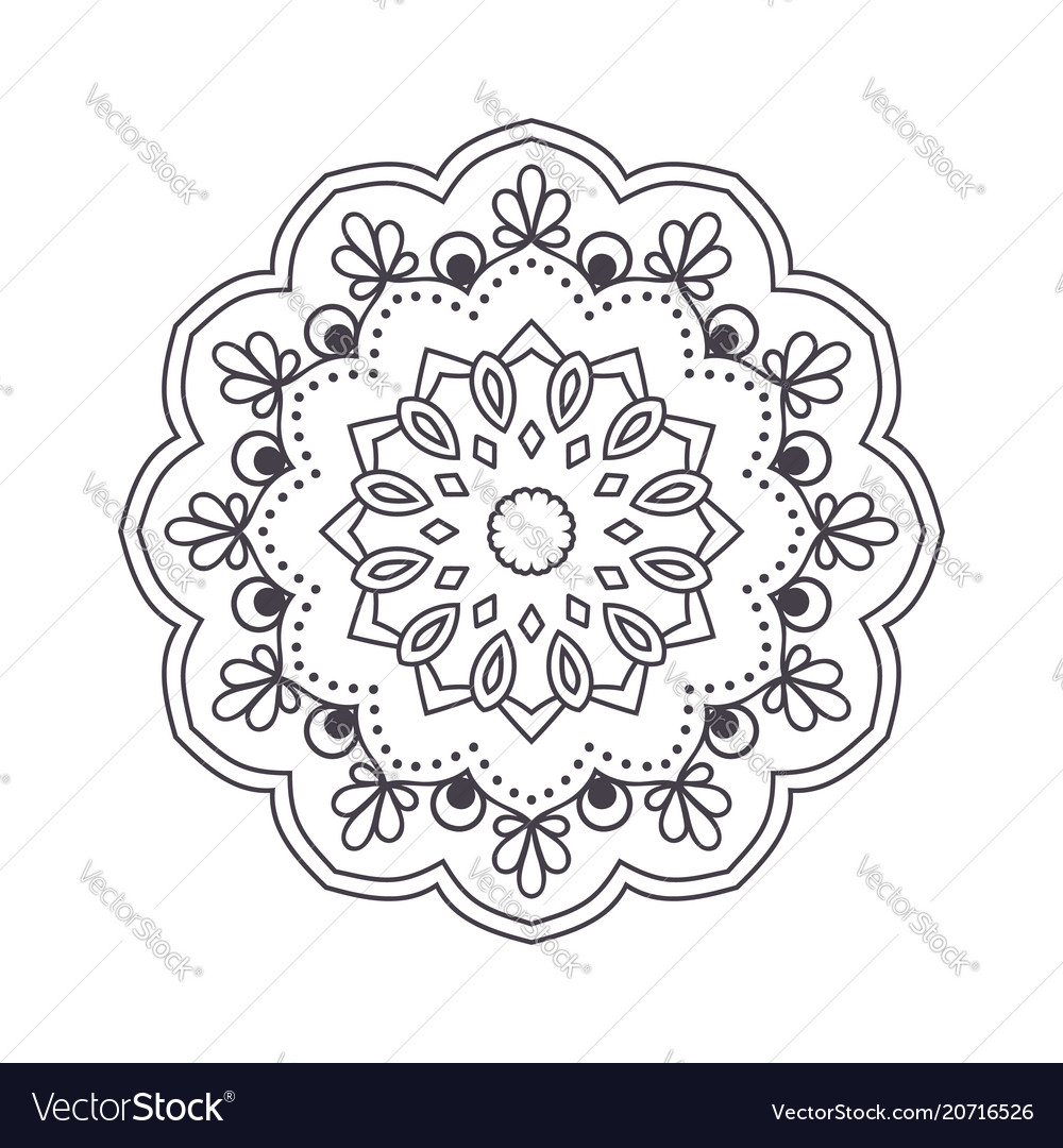 Hand drawn flower mandala for coloring book