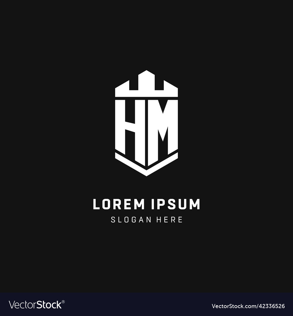 Hm monogram logo initial with crown and shield
