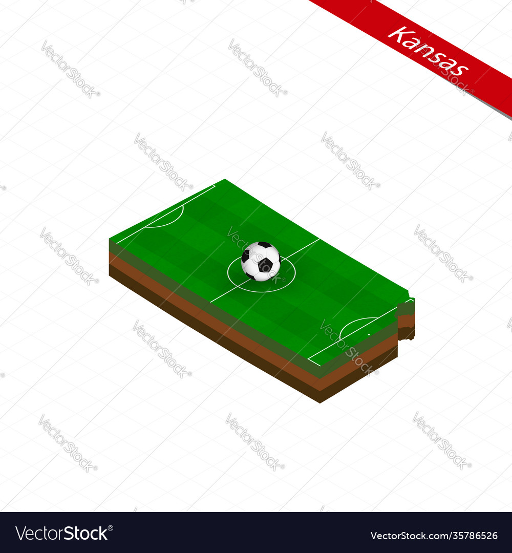 Isometric map us state kansas with soccer