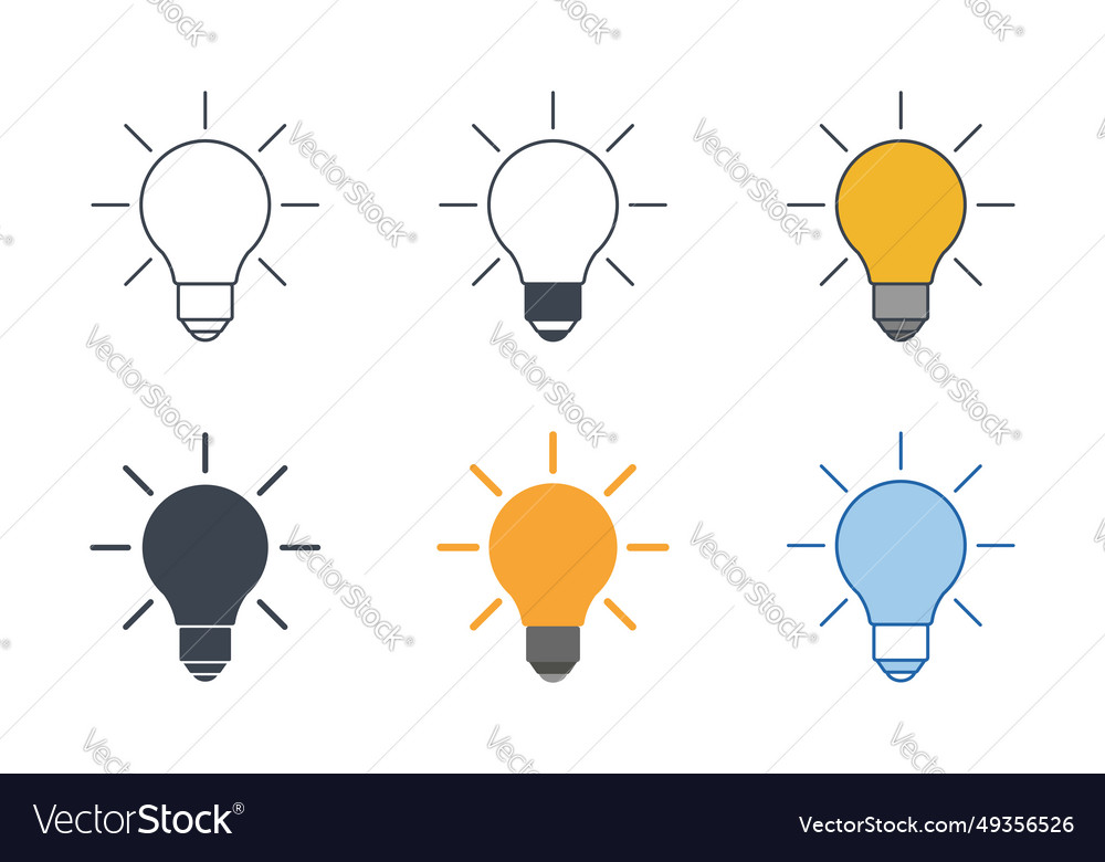 Light bulb icon collection with different styles vector image Light bulb icon collection with different styles