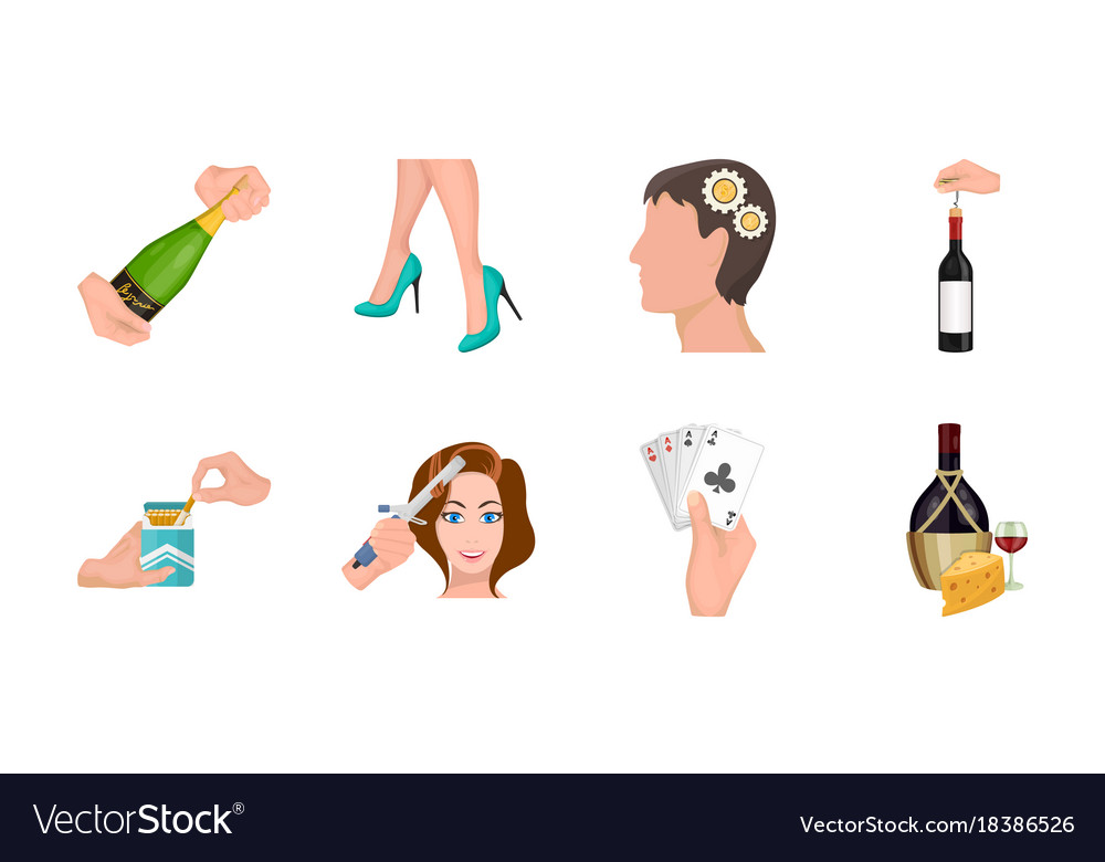 Manipulation hands icons in set collection