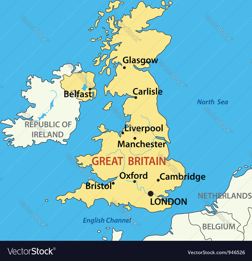 Map of the united kingdom great britain Royalty Free Vector