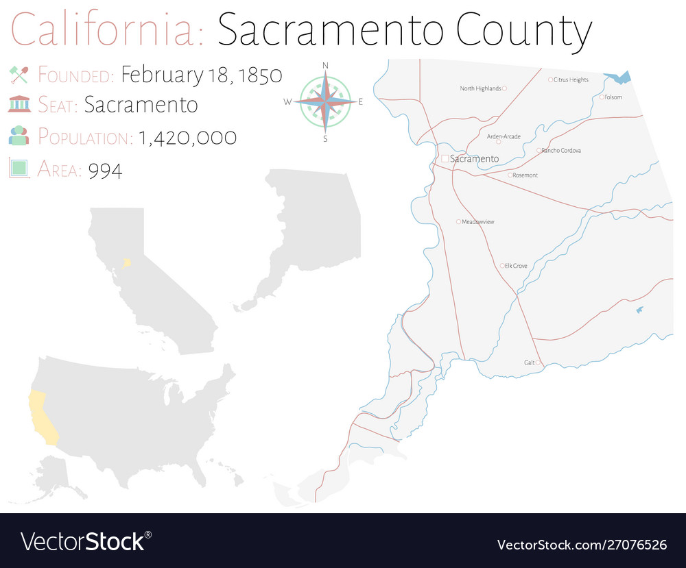 Map sacramento county in california