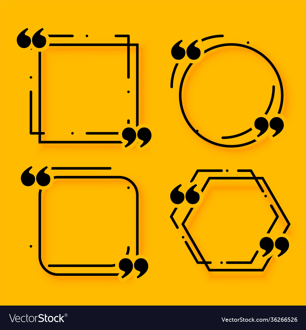 Memphis line style quotation boxes set four