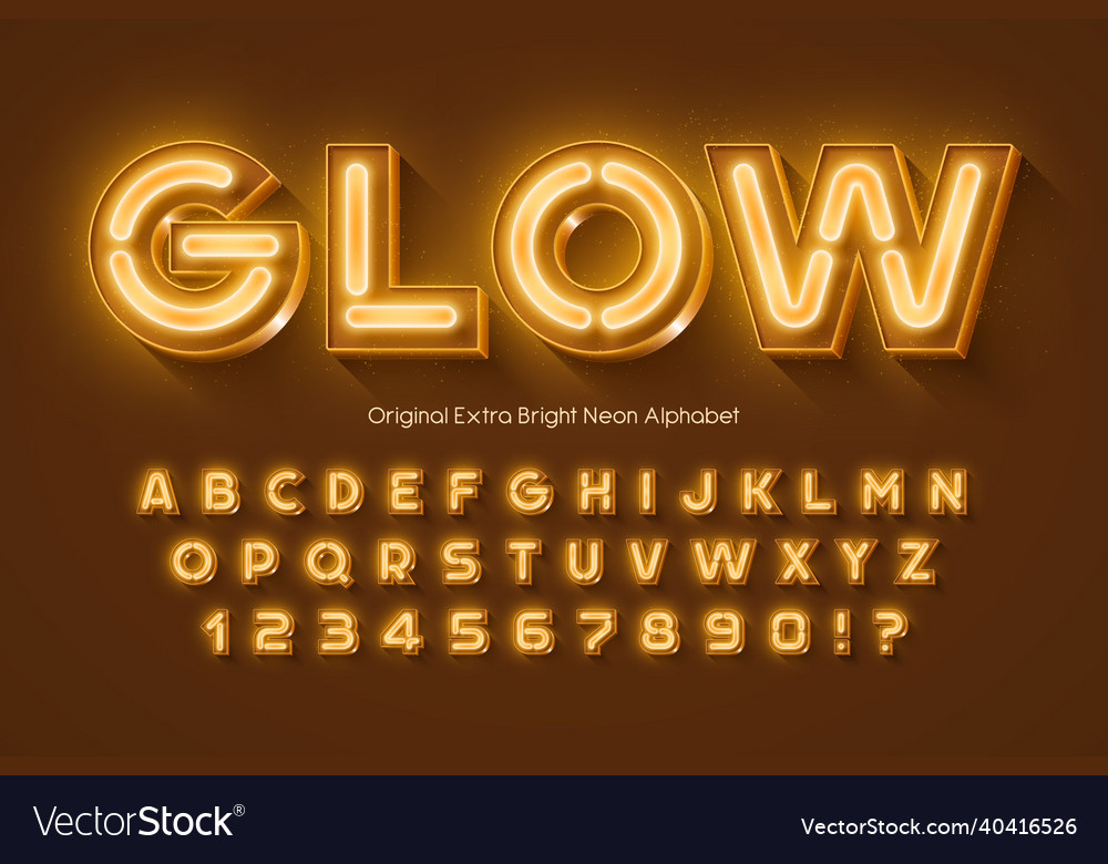 Neon light 3d alphabet retro-futuristic origainal vector image Neon light 3d alphabet retro-futuristic origainal