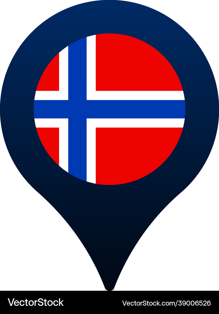 Norway Flag And Map Pointer Icon National Flag Vector Image