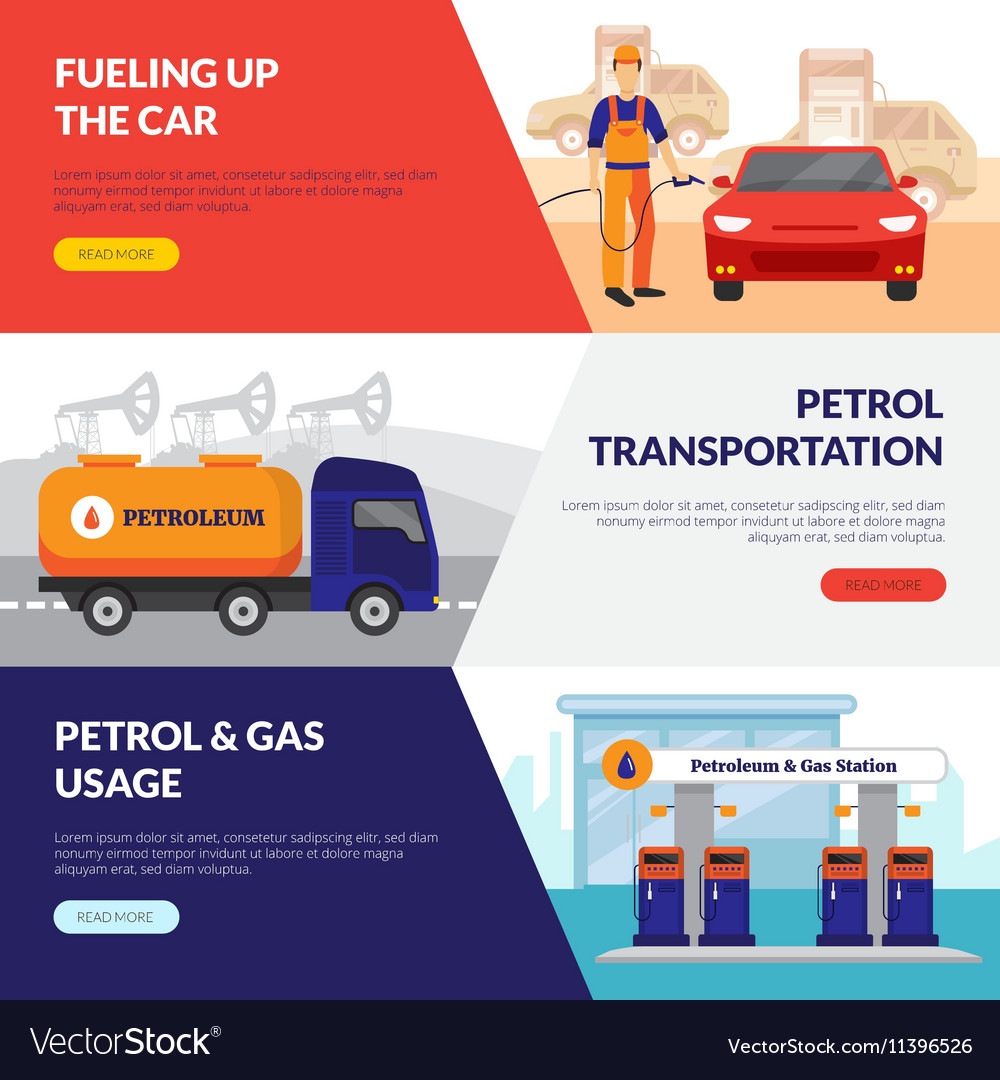 Petrol Station Banners Set Royalty Free Vector Image
