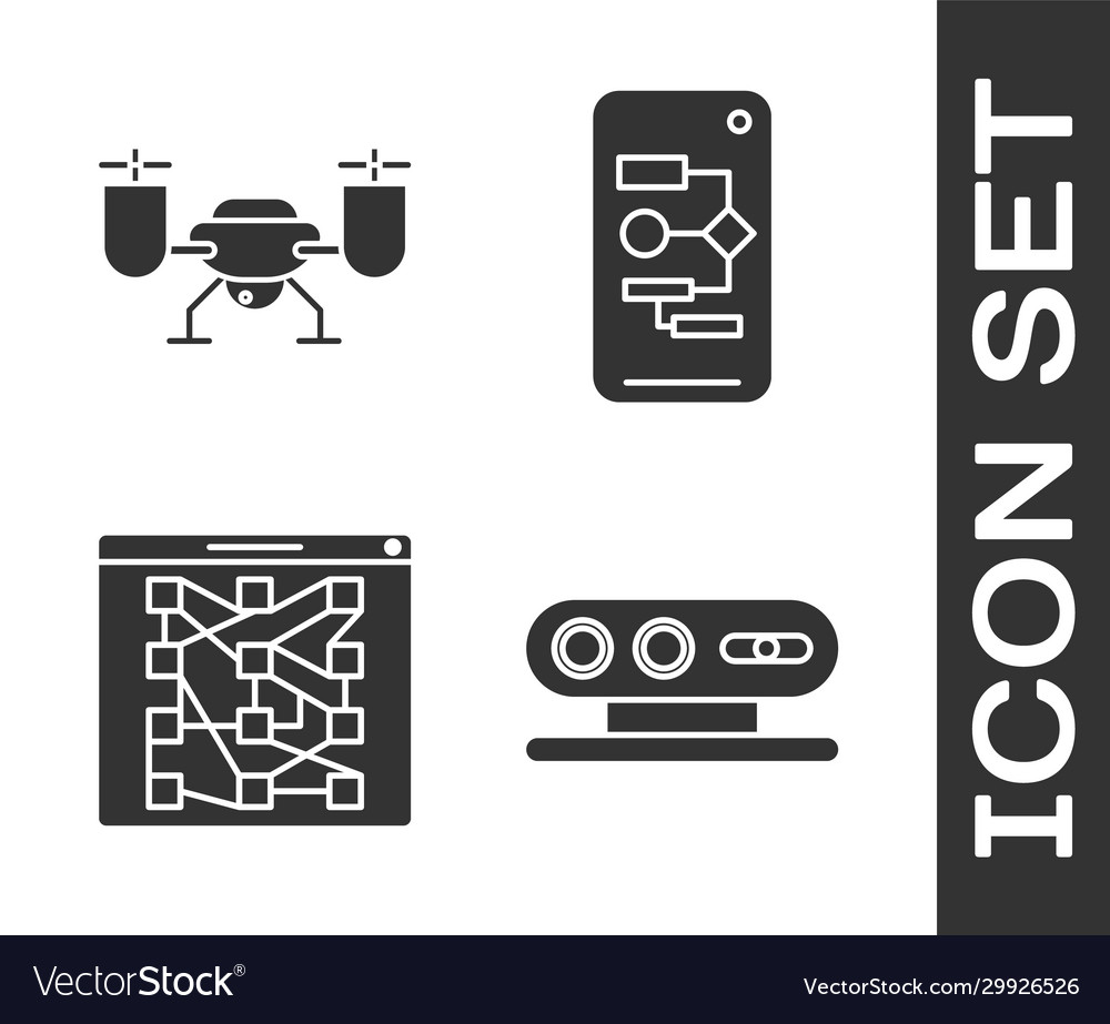 Set 3d scanning system drone flying with action Vector Image Set 3d scanning system drone flying with action