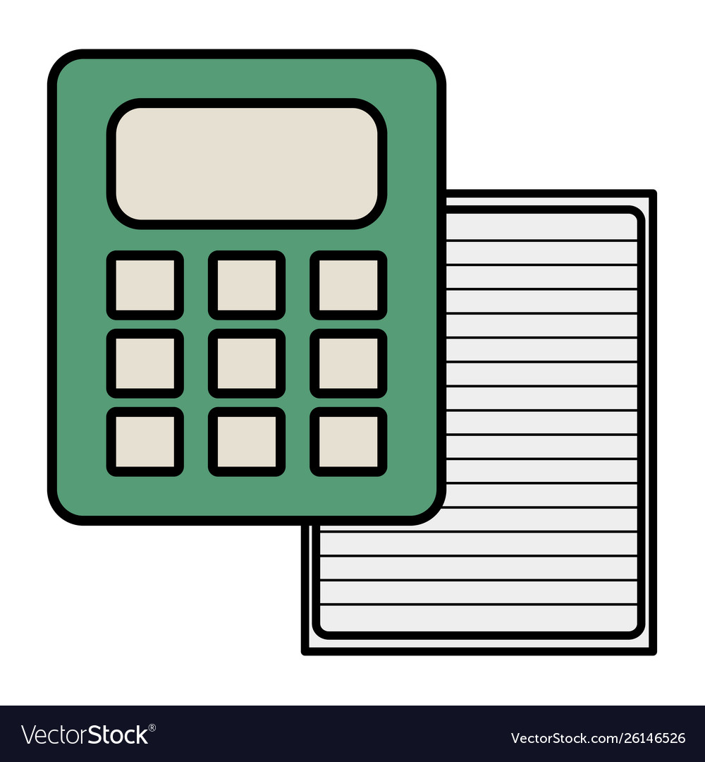 Sheet notebook paper with calculator