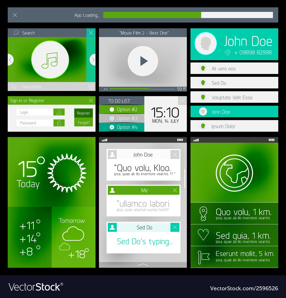 Ui flat web and mobile element