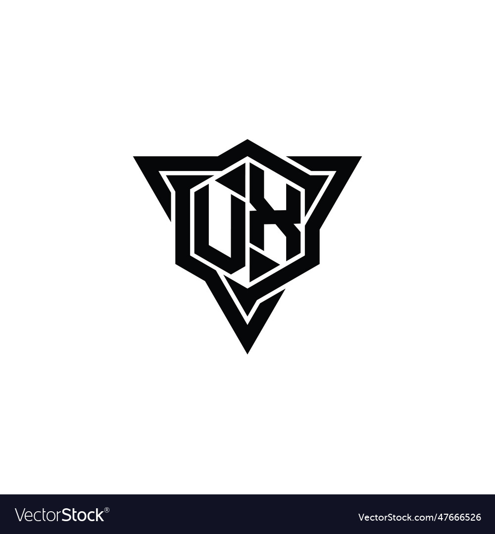 Ux logo monogram hexagon shape with triangle