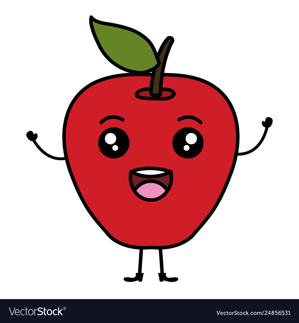 Apple fresh fruit kawaii character Royalty Free Vector Image