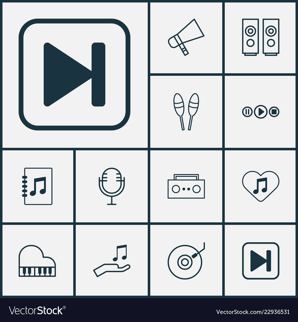 Audio icons set with buttons microphone Vector Image Audio icons set with buttons microphone