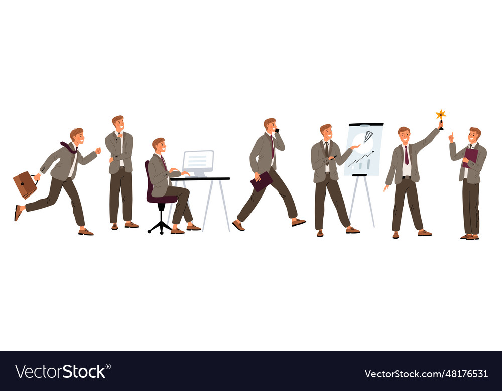 Business man male office character happy manager Vector Image