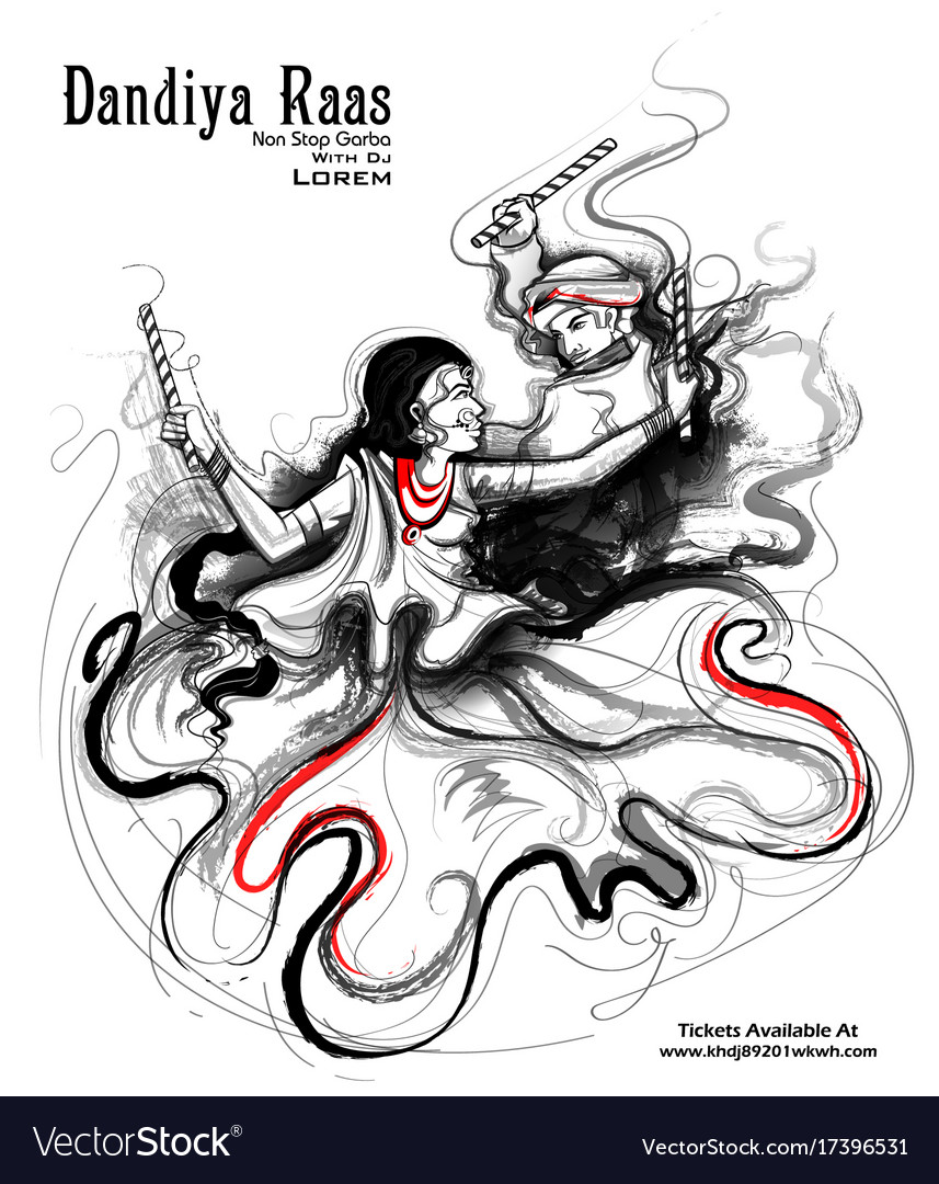 Couple playing dandiya in disco garba night poster