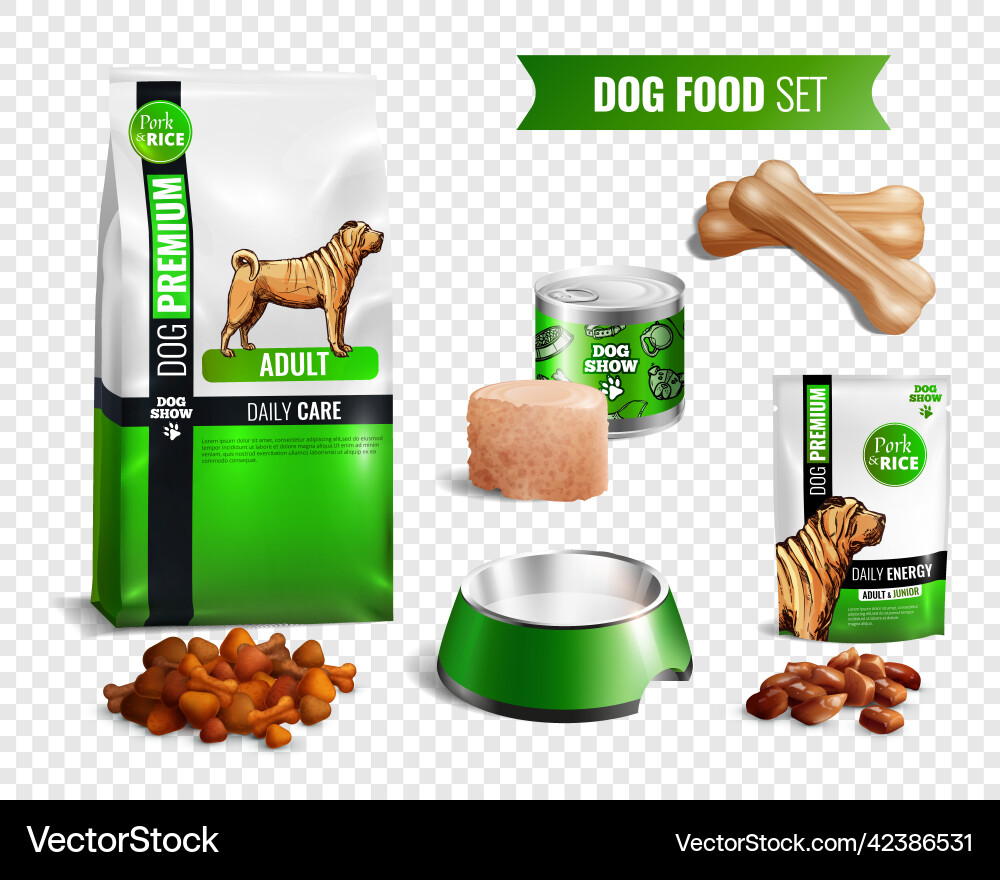 Dog food transparent icon set Royalty Free Vector Image